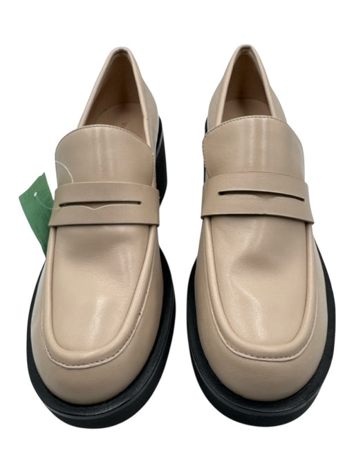 Stuart Weitzman Shoe Size 8.5 Beige Leather Round Toe Block Heel Platform Flats Beige / 8.5