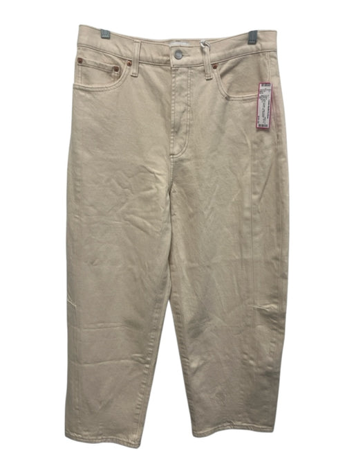 Pistola Size 30 Ecru Cream Cotton Denim Zip Fly High Rise Barrel Leg Jeans Ecru Cream / 30