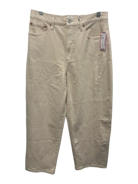Pistola Size 30 Ecru Cream Cotton Denim Zip Fly High Rise Barrel Leg Jeans Ecru Cream / 30