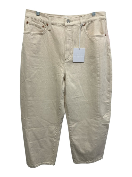 Pistola Size 32 Ecru Cream Cotton Denim Zip Fly High Rise Barrel Leg Jeans Ecru Cream / 32
