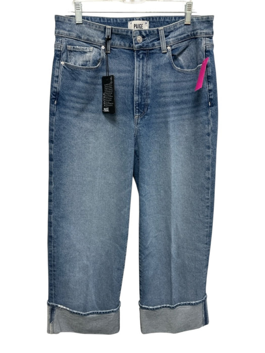Paige Size 31 Light Wash Cotton Denim Zip Fly High Rise Wide Leg Cuff Jeans Light Wash / 31