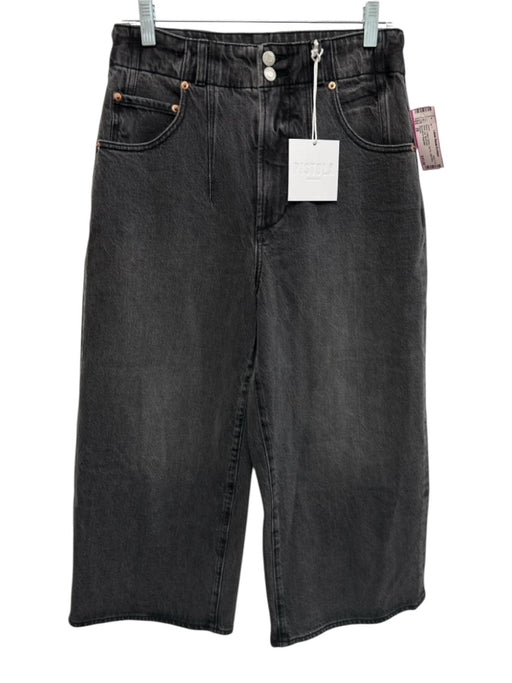 Pistola Size 28 Black Cotton Denim Zip Fly High Rise Wide Leg Jeans Black / 28