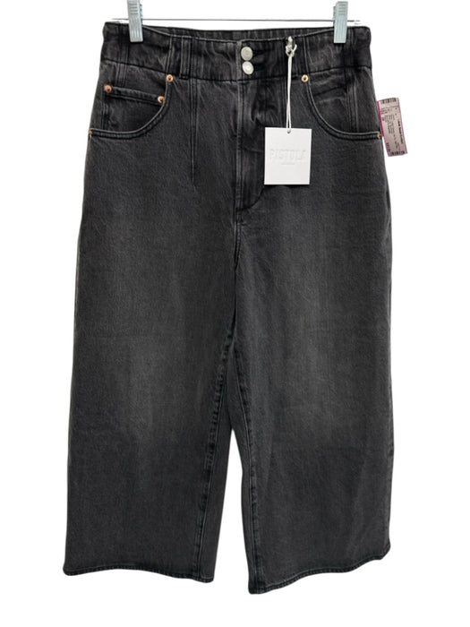 Pistola Size 28 Black Cotton Denim Zip Fly High Rise Wide Leg Jeans Black / 28
