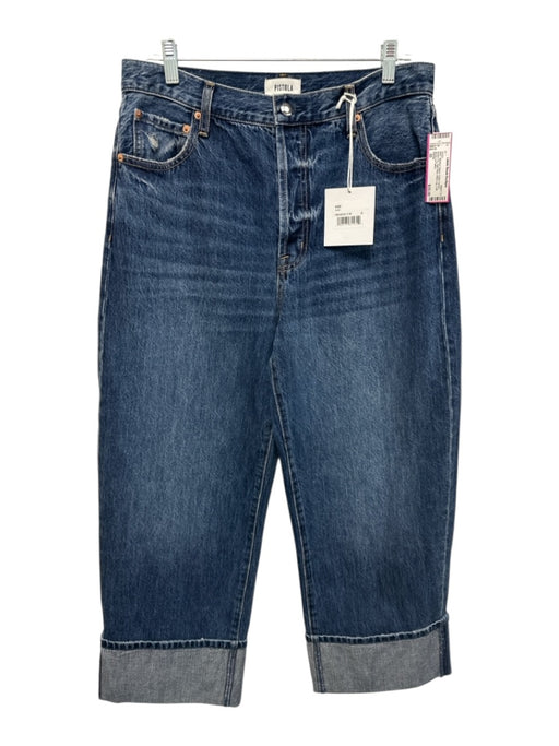 Pistola Size 30 Medium Wash Cotton Denim Button Fly High Rise Wide Leg Jeans Medium Wash / 30