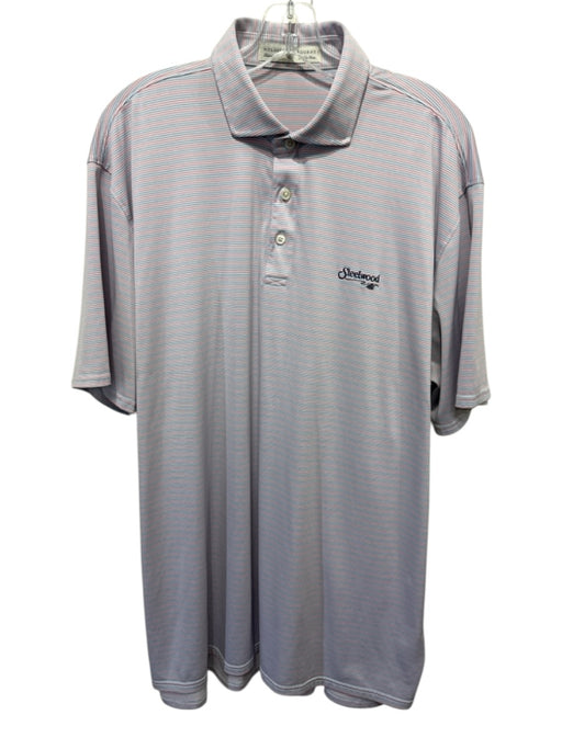 Holderness & Bourne Size XL Red, White & Blue Synthetic Striped Short Sleeve Red, White & Blue / XL