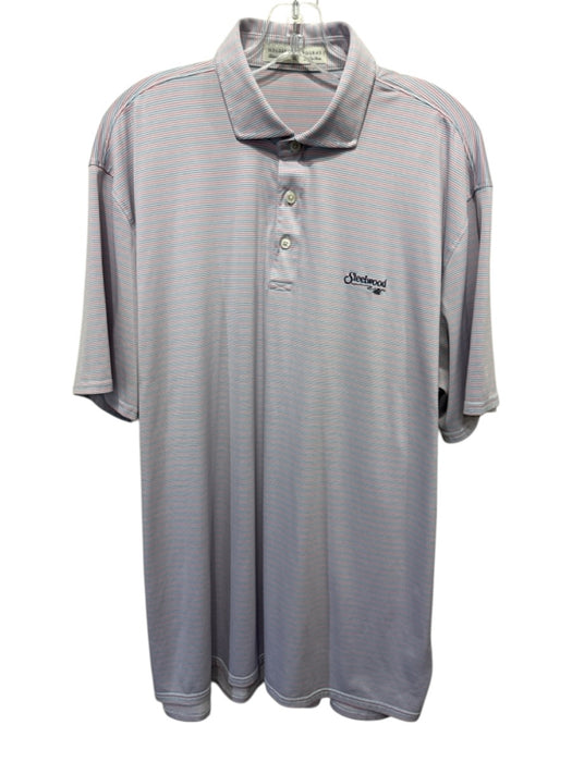 Holderness & Bourne Size XL Red, White & Blue Synthetic Striped Short Sleeve Red, White & Blue / XL
