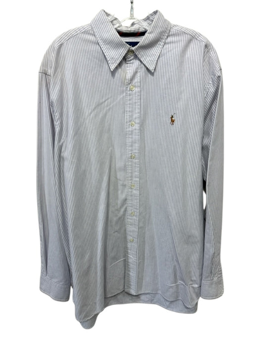 Ralph Lauren Size XL Blue & White Cotton Striped Button Up Long Sleeve Shirt Blue & White / XL