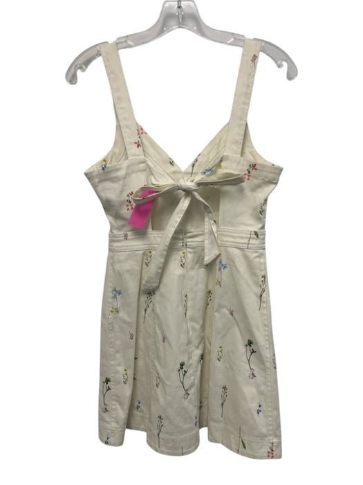 Parker Size 2 White & Multi Cotton Floral Sleeveless Open Back Tie Back Dress White & Multi / 2