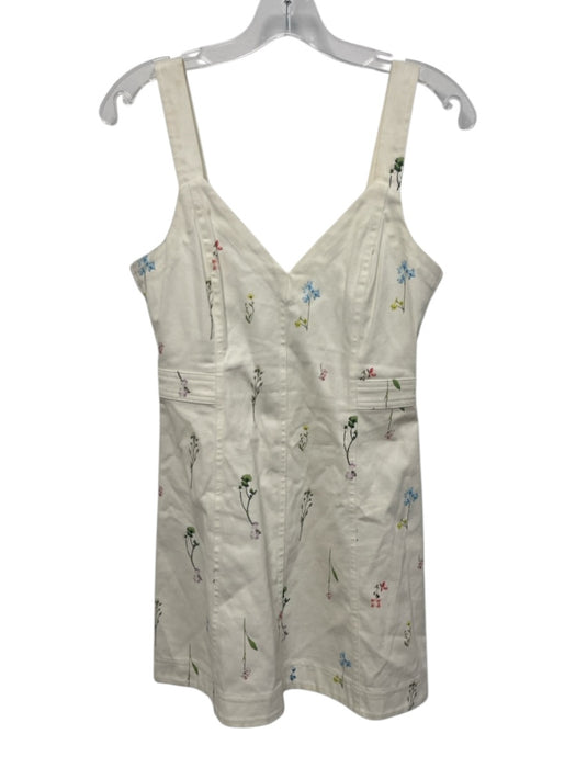 Parker Size 2 White & Multi Cotton Floral Sleeveless Open Back Tie Back Dress White & Multi / 2