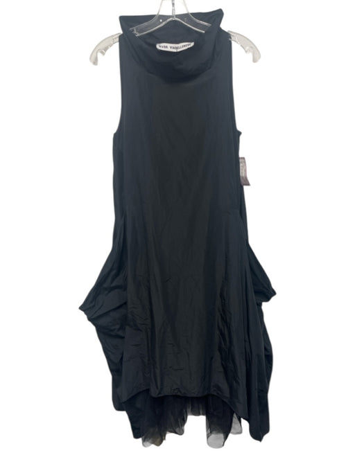 #VDR Viadellerose Size M Black Sleeveless Mock Neck Midi Lined Pockets Dress Black / M