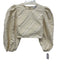 Ganni Size 36 White & Beige Polyester Crop Long Puff Sleeve Diagnol Stripe Top White & Beige / 36