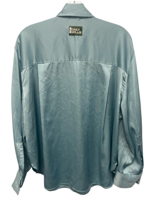 Daily Drills Size XS/S Light Blue Polyester Long Sleeve Button Up Silk Feel Top Light Blue / XS/S