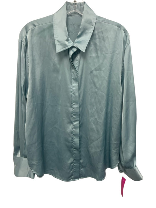 Daily Drills Size XS/S Light Blue Polyester Long Sleeve Button Up Silk Feel Top Light Blue / XS/S