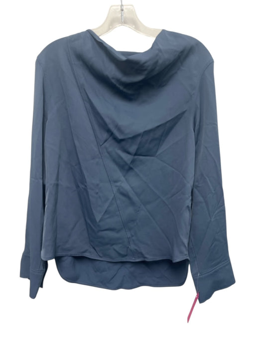 COS Size 4 Slate Blue Viscose & Acetate Long Sleeve Neck Strap Top Slate Blue / 4