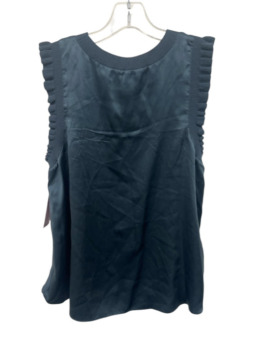 Cinq a Sept Size S Slate Blue Viscose & Nylon Ruffle Cap Sleeve Shimmer Top Slate Blue / S