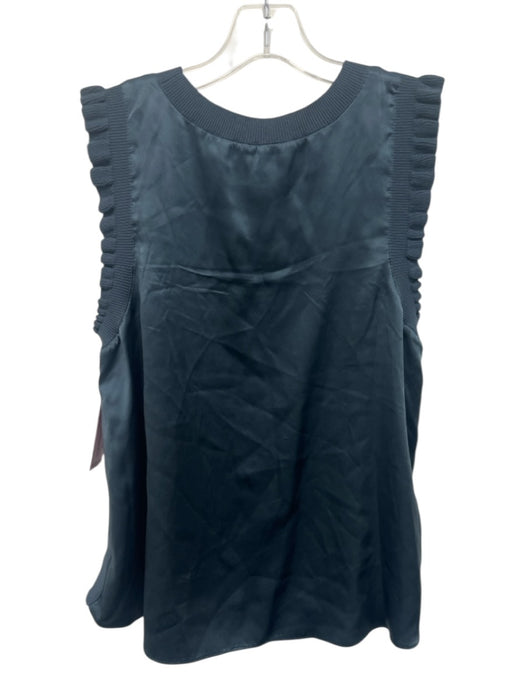 Cinq a Sept Size S Slate Blue Viscose & Nylon Ruffle Cap Sleeve Shimmer Top Slate Blue / S