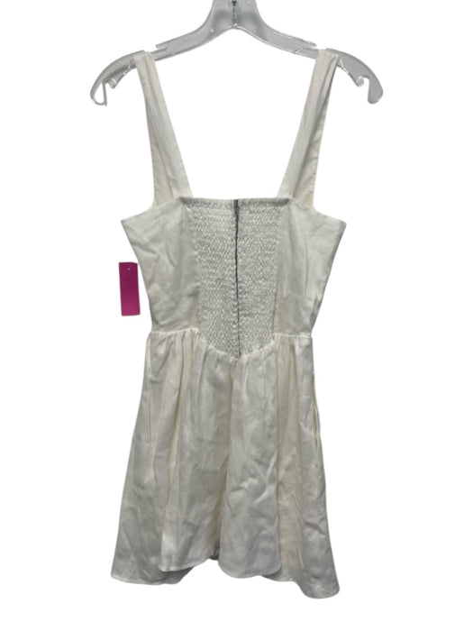 Reformation Size 4 White Linen Sleeveless Knee Length pleats Back Zip Dress White / 4