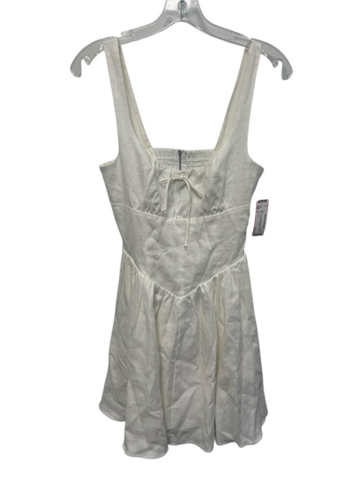 Reformation Size 4 White Linen Sleeveless Knee Length pleats Back Zip Dress White / 4