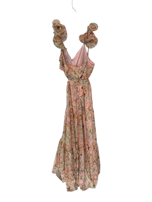 ASTR Size XS Pink & Green Sleeveless Flowers Side Cut Outs Back Zip Dress Pink & Green / XS