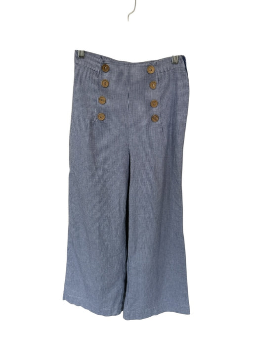 Show Me Your Mumu Size S Blue & White Cotton Blend Side Zip Checkered Pants Blue & White / S