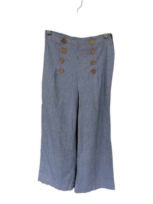 Show Me Your Mumu Size S Blue & White Cotton Blend Side Zip Checkered Pants Blue & White / S