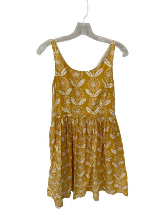 Boden Size 6 Yellow & White Cotton Sleeveless Flowers Back Zip Dress Yellow & White / 6