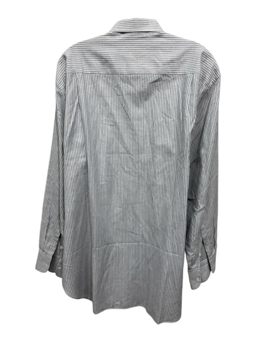 Giorgio Armani Size 15.5 Gray & White Cotton Striped Button Up Long Sleeve Shirt Gray & White / 15.5