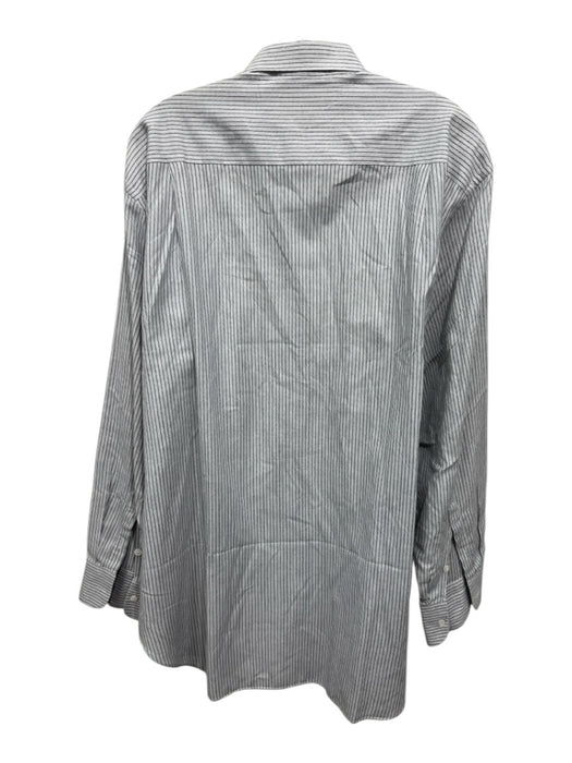 Giorgio Armani Size 15.5 Gray & White Cotton Striped Button Up Long Sleeve Shirt Gray & White / 15.5