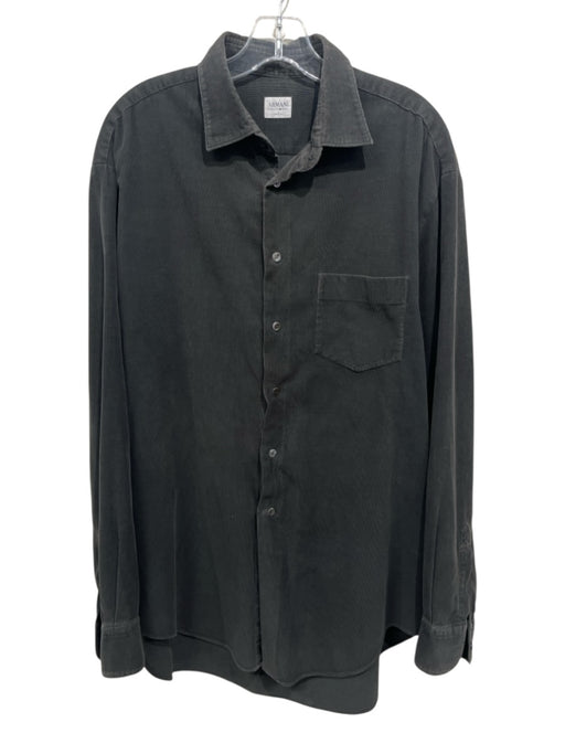 Armani Size M Faded Black Cotton Cordouroy Button Up Men's Long Sleeve Shirt Faded Black / M