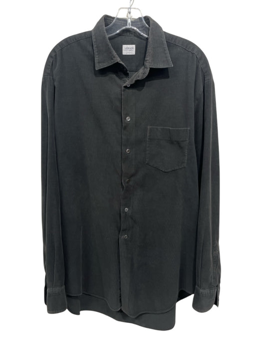 Armani Size M Faded Black Cotton Cordouroy Button Up Men's Long Sleeve Shirt Faded Black / M
