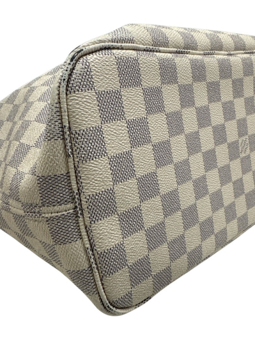 Louis Vuitton White, Brown, Gray Leather Damier Shoulder Strap Neverfull Bag White, Brown, Gray / L