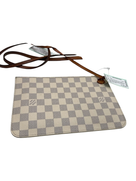 Louis Vuitton White, Brown, Gray Leather Damier Shoulder Strap Neverfull Bag White, Brown, Gray / L