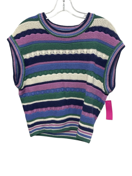 Marine Layer Size S Purple, Blue, Green Cotton & Acrylic Sleeveless Striped Top Purple, Blue, Green / S