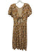 Madewell Size 6 Yellow, Pink, Brown Cotton Short Puff Sleeve Floral Print Dress Yellow, Pink, Brown / 6