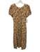 Madewell Size 6 Yellow, Pink, Brown Cotton Short Puff Sleeve Floral Print Dress Yellow, Pink, Brown / 6