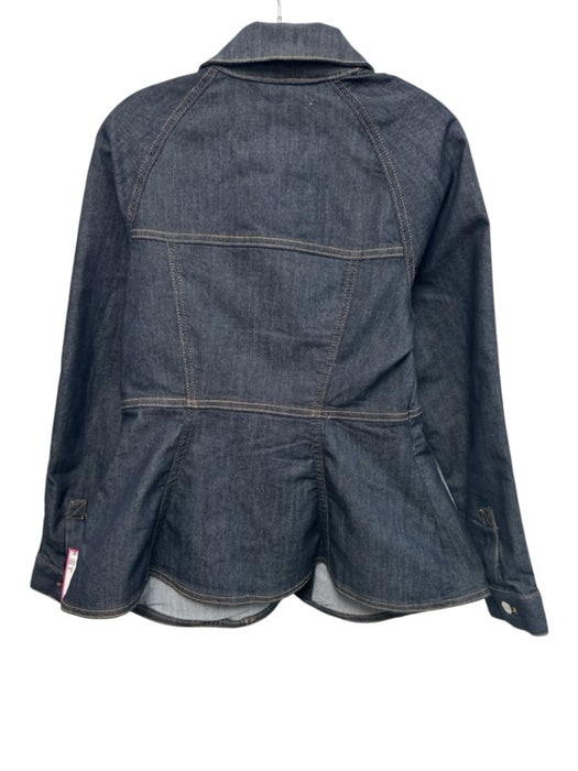 Pilcro Size S Dark Wash Cotton & Polyester Puff Sleeves Contrast Stitch Jacket Dark Wash / S