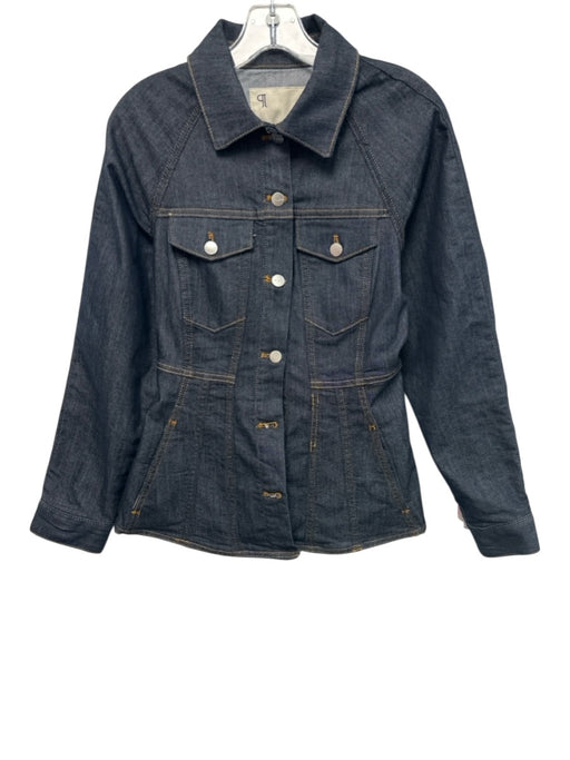 Pilcro Size S Dark Wash Cotton & Polyester Puff Sleeves Contrast Stitch Jacket Dark Wash / S