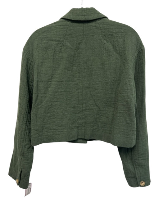 Madewell Size S Dark Green Linen & Cotton Single Button Crop Blazer Jacket Dark Green / S
