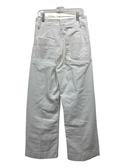 Zara Size 4 White Cotton Zip Fly seam detail Wide Leg Jeans White / 4