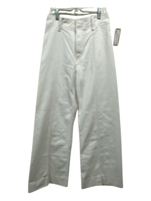 Zara Size 4 White Cotton Zip Fly seam detail Wide Leg Jeans White / 4