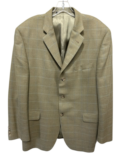 Burberry Tan Wool Blend Windowpane 3 button Men's Blazer Tan / 54