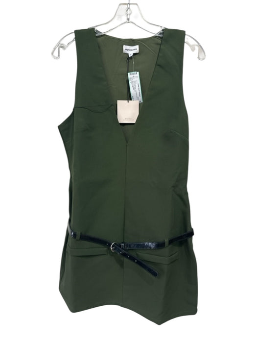 Superdown Size L Green Polyester Sleeveless Belted V Neck Mini Dress Green / L