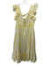 Monsoon and Beyond Size L Yellow & White Cotton Ruffle Sleeveless Pockets Dress Yellow & White / L