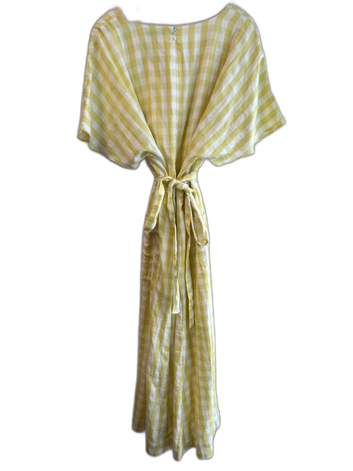 Madewell Size 16 Yellow & White Cotton Back Zip Below Knee Short Sleeve Dress Yellow & White / 16