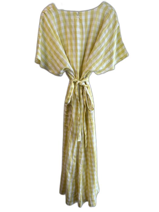 Madewell Size 16 Yellow & White Cotton Back Zip Below Knee Short Sleeve Dress Yellow & White / 16