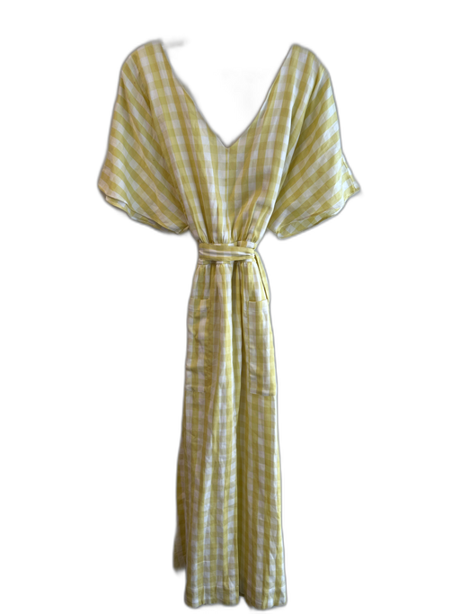 Madewell Size 16 Yellow & White Cotton Back Zip Below Knee Short Sleeve Dress Yellow & White / 16