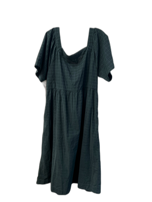 Madewell Size XL Green Cotton Maxi Square Neck Short Sleeve Dress Green / XL