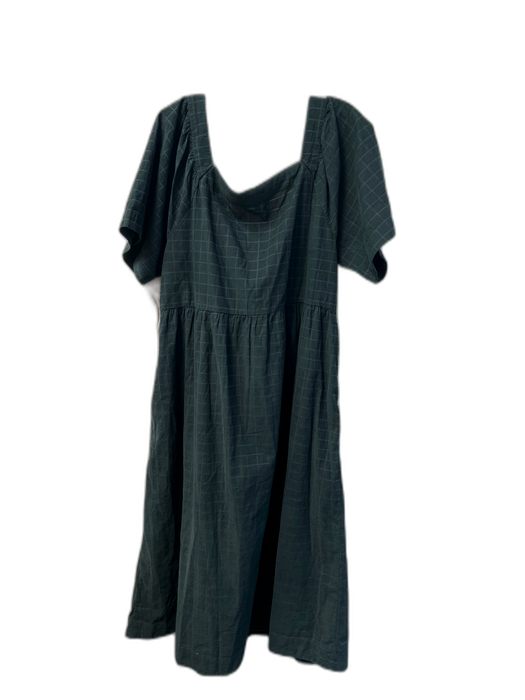 Madewell Size XL Green Cotton Maxi Square Neck Short Sleeve Dress Green / XL