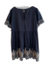 Madewell Size L Black Tan & Cream Cotton Embroidered Knee Length Dress Black Tan & Cream / L
