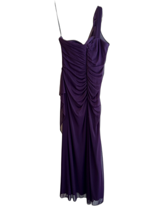 Xscape Size 8P Purple Polyester One Shoulder Rhinestone Detail Back Zip Gown Purple / 8P